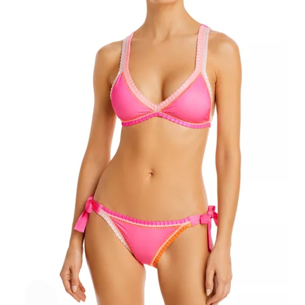 Solange Ferrarini Inspired Crochet Trim Bikini Top & Crochet Trim Side Tie Bikin